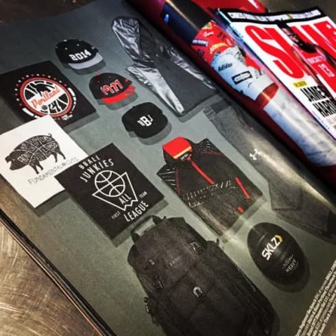 BBJ All League tee featured in a KICKS Magazine product spread